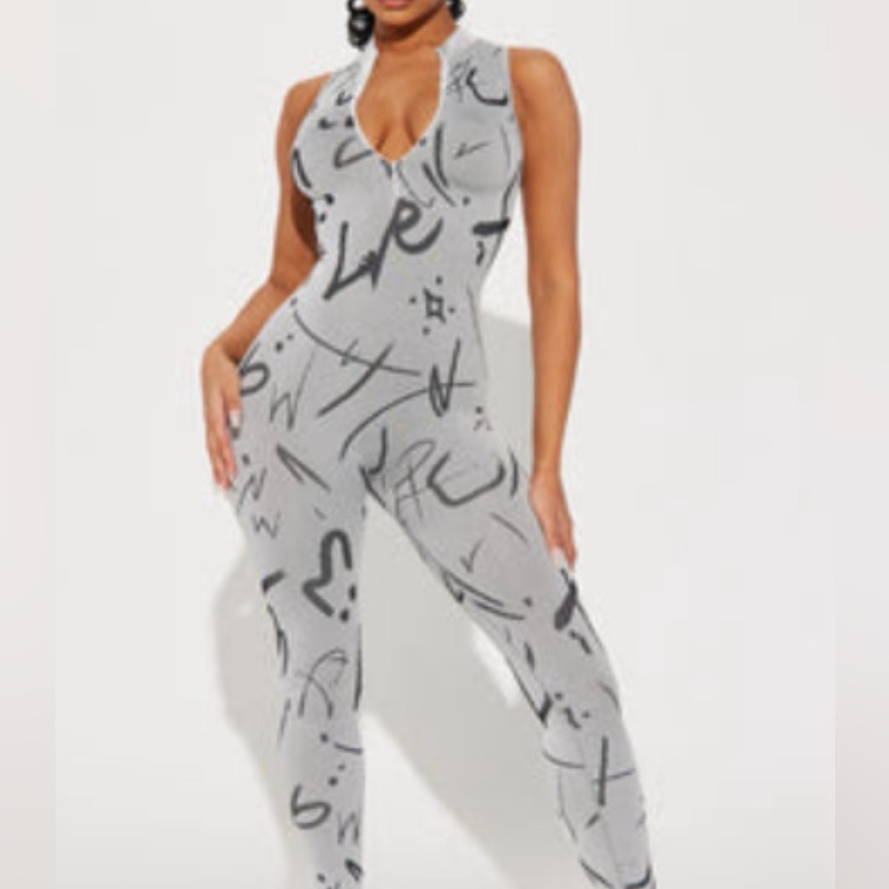 Gray and black Fashionnova one piece